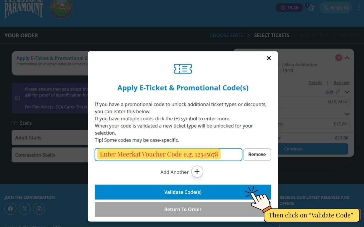 Meerkat Movies Screenshots - 2.. Enter Meerkat Voucher Code and Validate Code