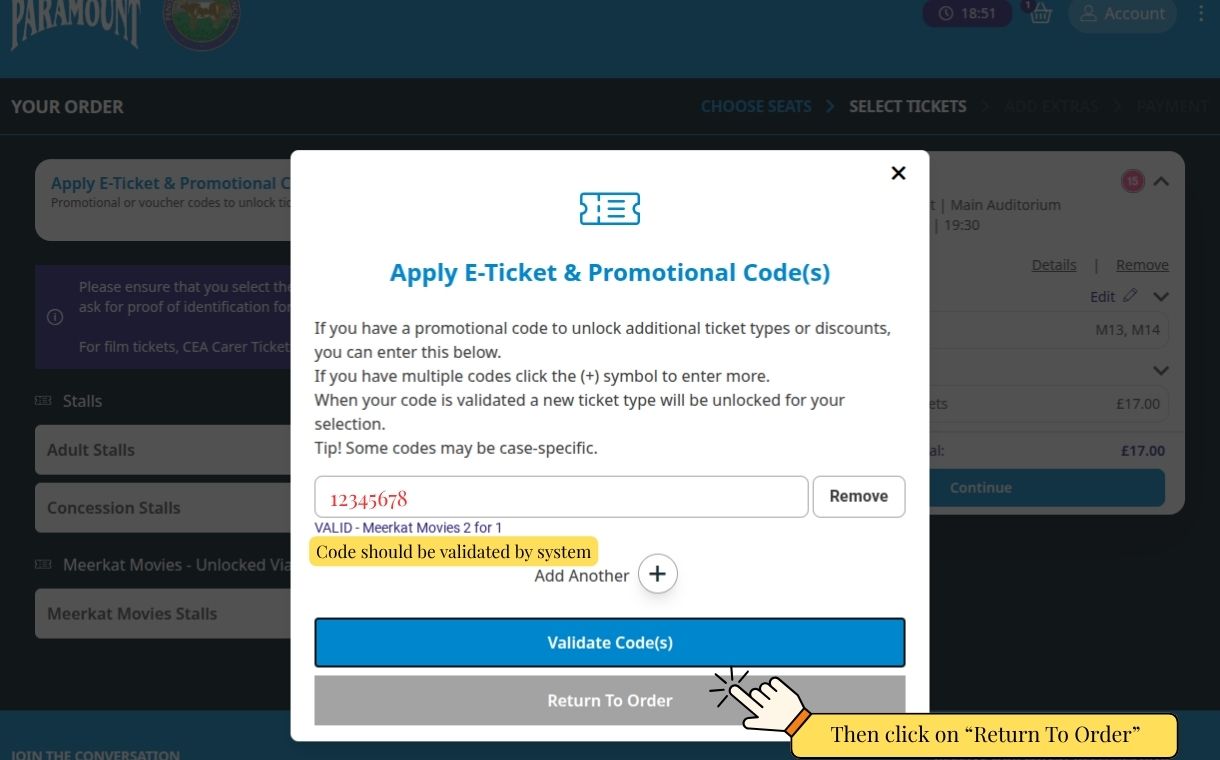 Meerkat Movies Screenshots - 3. Code Validated Return To Order
